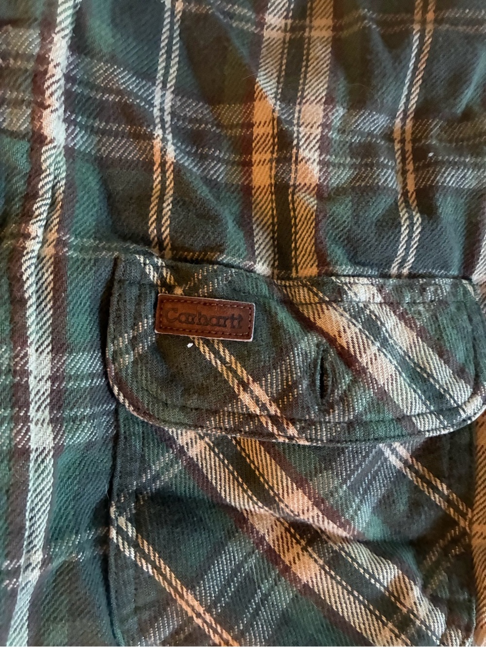 Carhartt Green and Brown Plaid Men’s Cargo Shorts